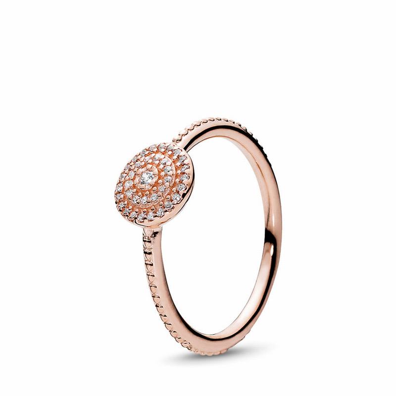 Pandora Radiant Elegance Stackable Ring Ireland - Pandora Rose/Cubic Zirconia - 054976NKL